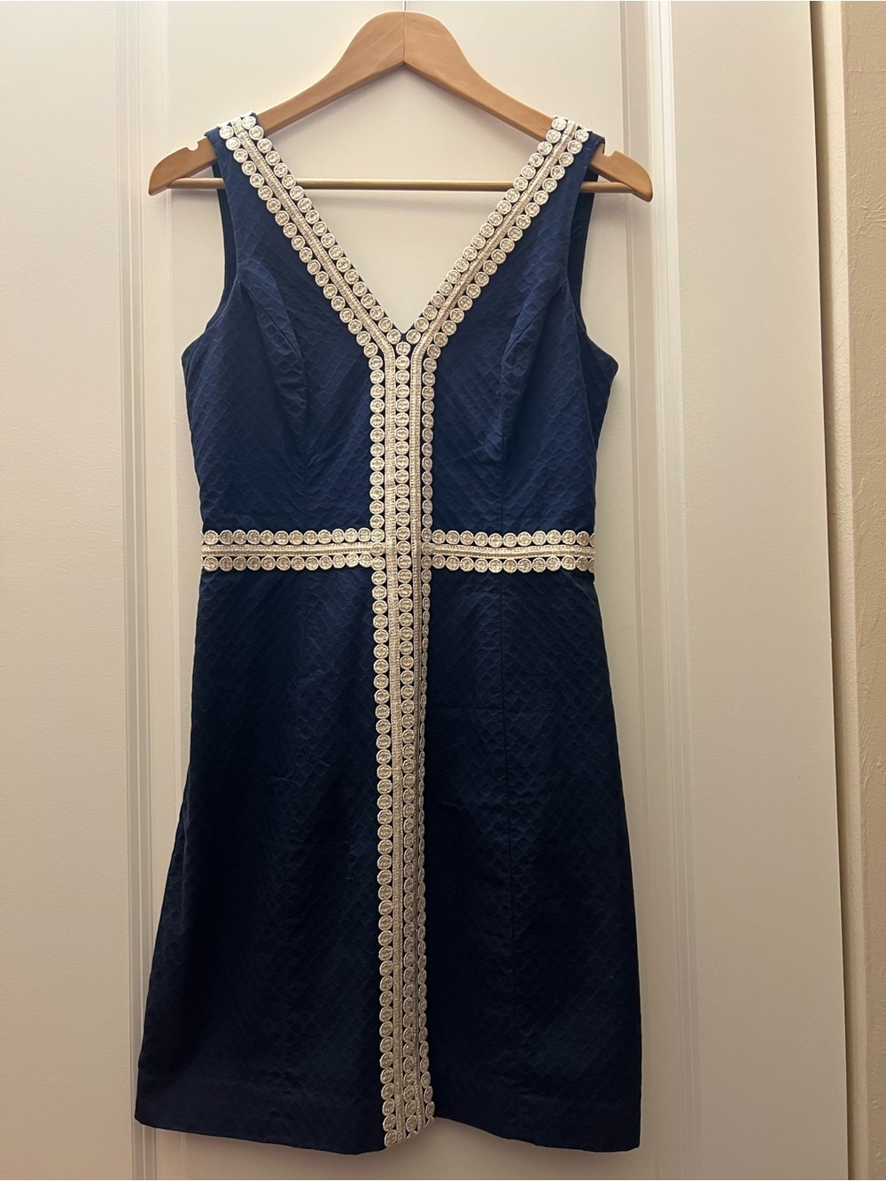 Lilly Pulitzer Navy Midi Dress with Cream Trim